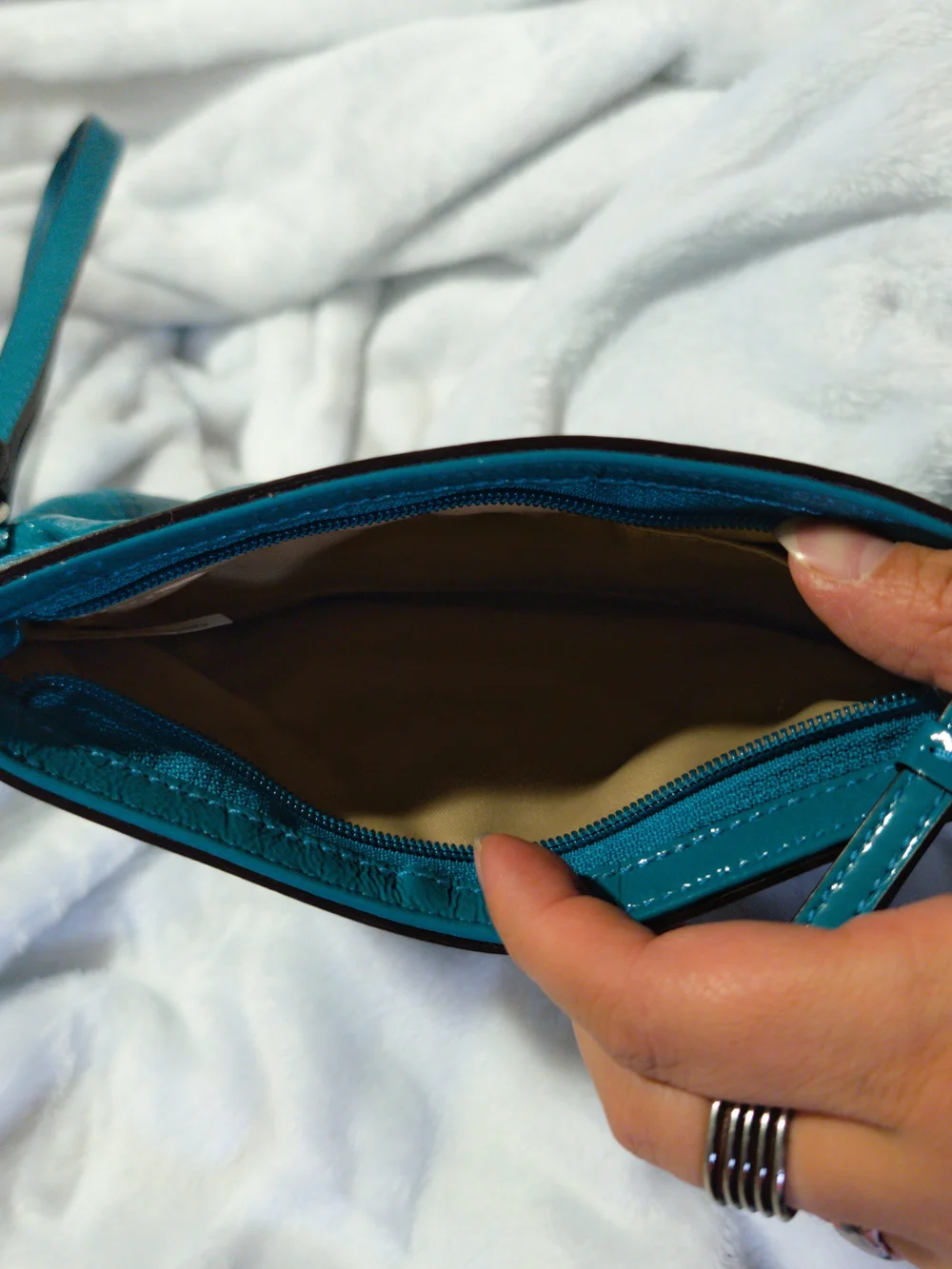 Coach Pleated Patent Leather Wristlet